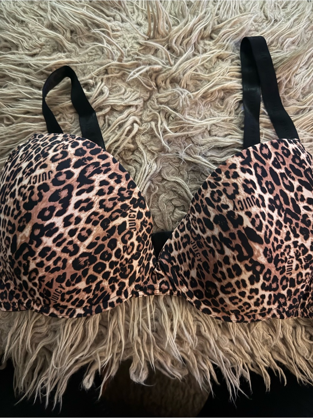 Juicy Couture Leopard Print Bra - Black & Tan